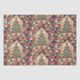Vintage Christmas Tree Quilt Muster Decoupage Seidenpapier