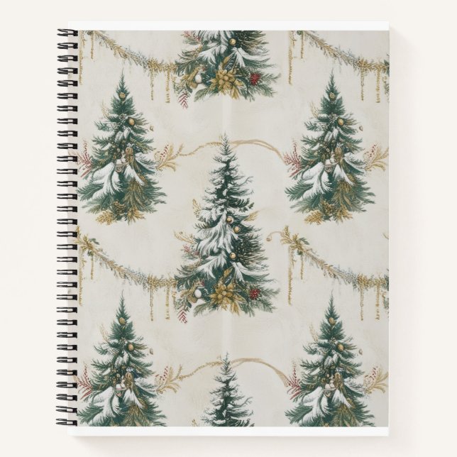 "Vintage Christmas Tree Spiral Notebook - Festival Notizbuch (Vorderseite)