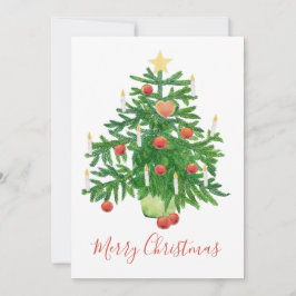 Vintage Christmas Tree with a Star & Heart Cookie Feiertagskarte