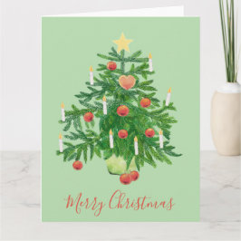 Vintage Christmas Tree with a Star & Heart Cookie Karte