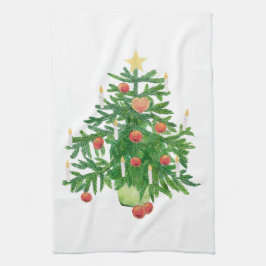 Vintage Christmas Tree with a Star White Geschirrtuch