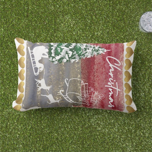  Vintage Christmas trees  Kissen Für Draußen (Gras)