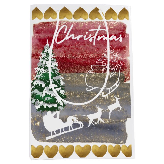 Vintage Christmas trees  Mittlere Geschenktüte (Vorderseite)