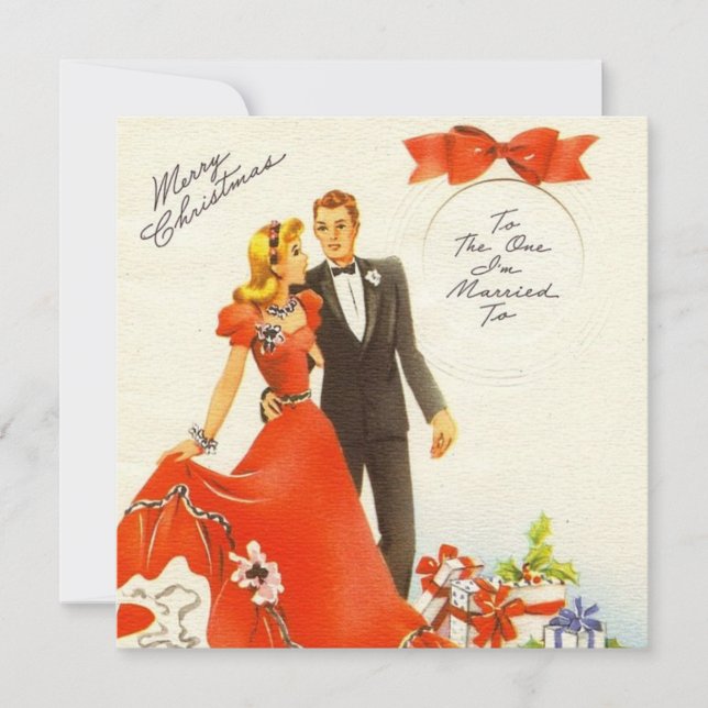 Vintage Christmas Verheiratet Couple Feiertagskarte (Vorderseite)