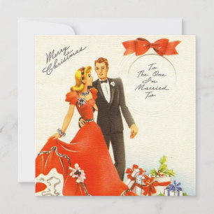Vintage Christmas Verheiratet Couple Feiertagskarte