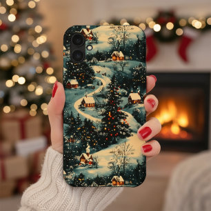 Vintage Christmas Village Muster iPhone 16 Hülle