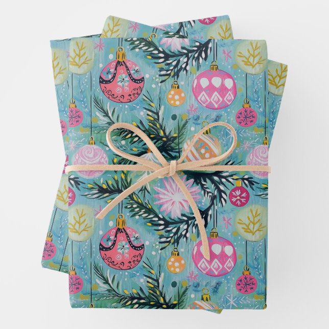 Vintage Christmas Village Wrapping Paper Geschenkpapier Set (Beispiel)