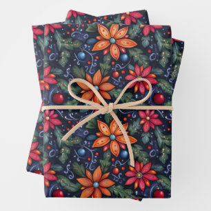 Vintage Christmas Village Wrapping Paper Geschenkpapier Set