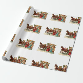 Vintage Christmas, Vintage Horse Drawn Christmas,  Geschenkpapier