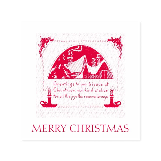 VINTAGE CHRISTMAS WISHES RUBBER BRIEFMARKE PERMASTEMPEL (Design)