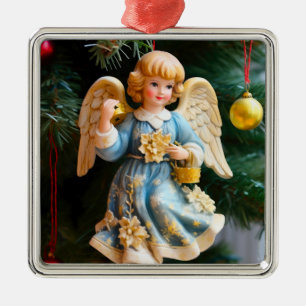 Vintage-Christnachtsbaumanhänger Engel Ornament Aus Metall