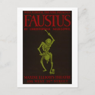 Vintage Christopher Marlowe Faustus Oper WPA Postkarte