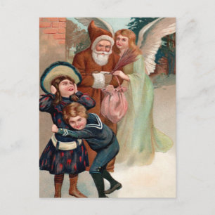 Vintage-Christpostkarte mit wütendem Weihnachtsman Postkarte