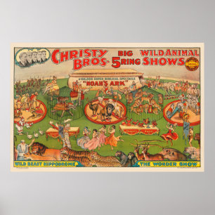 Vintage Christy Brothers Wild Animal Circus Plakat