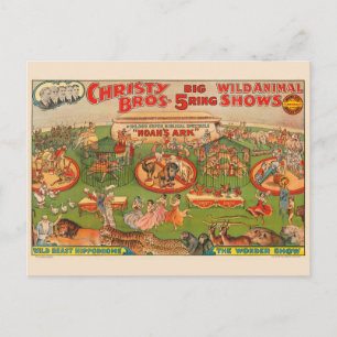 Vintage Christy Brothers Wild Animal Circus Plakat Postkarte