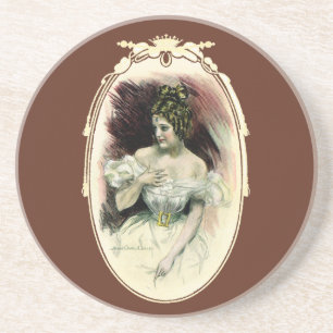 Vintage Christy Girl, Antikes Brautporträt Sandstein Untersetzer