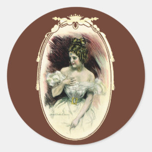 Vintage Christy Girl, Antikes Hochzeitsporträt Runder Aufkleber