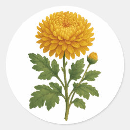 Vintage-Chrysantheme-Aufkleber - rund Runder Aufkleber