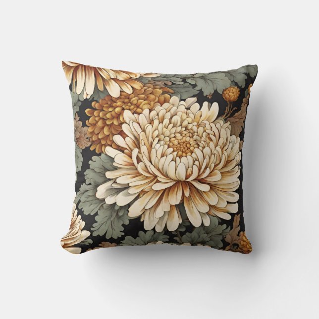 Vintage Chrysanthemen Kissen (Vorderseite)