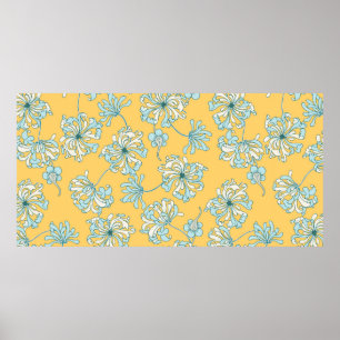 Vintage Chrysanthemum-Blume Vintag Nahtlose Pat Poster