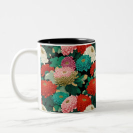 Vintage Chrysanthemum Flowers BOHO Botanical Zweifarbige Tasse