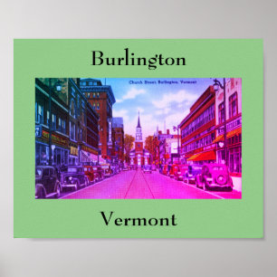 Vintage Church Street, Burlington, VT Poster