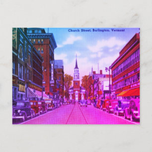 Vintage Church Street, Burlington, VT Postkarte