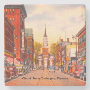 Vintage Church Street, Burlington, VT Steinuntersetzer