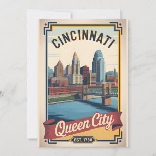 Vintage Cincinnati Ohio Queen City Retro Reise Feiertagskarte