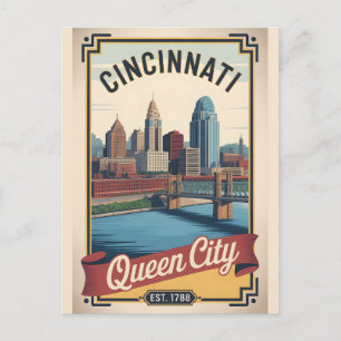 Vintage Cincinnati Ohio Queen City Retro Reise Postkarte