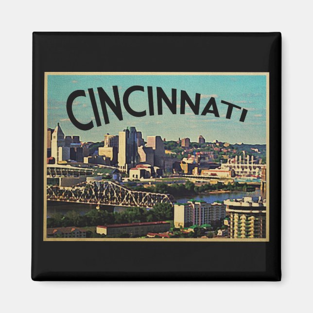 Vintage Cincinnati-Silhouette Magnet (Vorne)