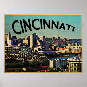 Vintage Cincinnati-Silhouette Poster