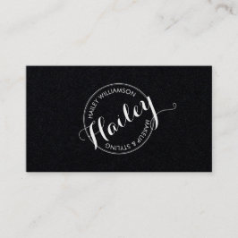 Vintage Circle Briefmarke Logo Makeup Artist Black Visitenkarte