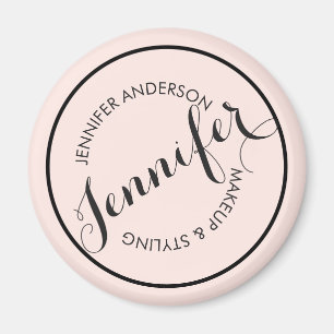 Vintage Circle Stamp Logo Make-up und Beauty Pink Magnet