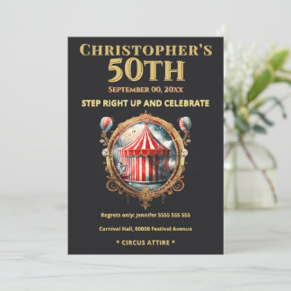 Vintage Circus 50th Birthday Invitation Einladung