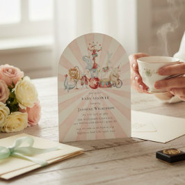 Vintage Circus Baby Shower with qr code Invitation Einladung