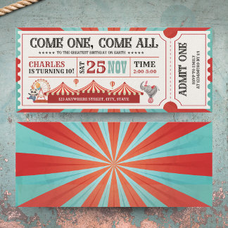 Vintage Circus Carnival Ticket Birthday Einladung