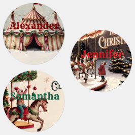 Vintage Circus Christmas Gift Tags Etiketten