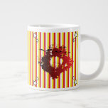 Vintage Circus Core Sunburst Stripes Jumbo-Tasse<br><div class="desc">Bold primary red and yellow vertical stripes meet a distressed abstract sunburst center with scattered star accents and flying bird silhouettes. The weathered ink texture and rough edge graphic give it a vintage circus core,  grunge maximalism,  indie pop art vibe—an eclectic,  alternative retro statement for your everyday routine.</div>