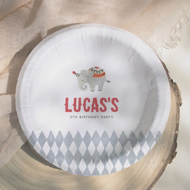 Vintage Circus Elephant Boy Birthday Party Pappteller (Von Creator hochgeladen)