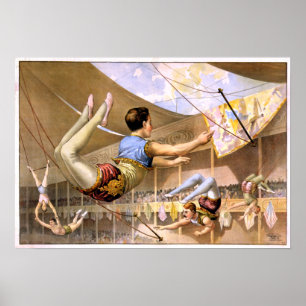 Vintage Circus-Performance von fünf männlichen Tra Poster