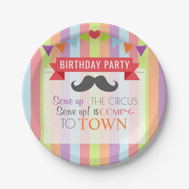 Vintage Circus Poster Children's Birthday Party Pappteller (Vorderseite)