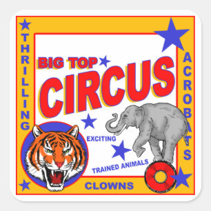 Vintage Circus Quadratischer Aufkleber