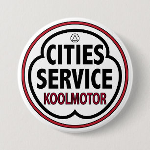 Vintage Cities Service Koolmotor Schild Button