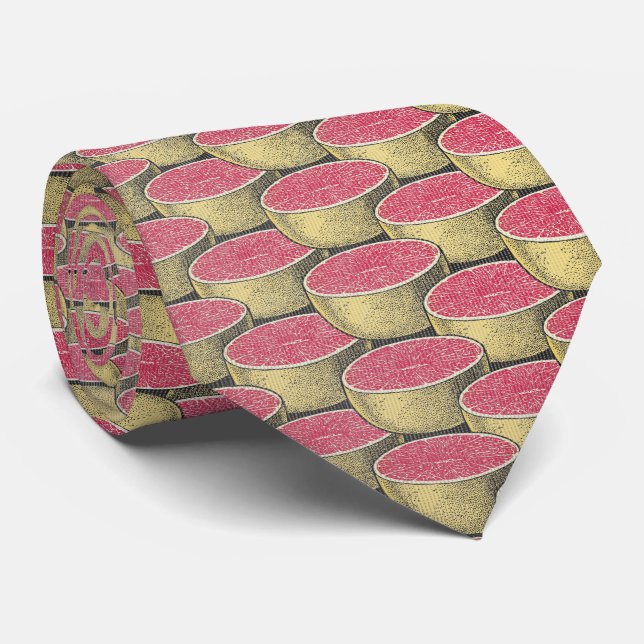 Vintage Citrus - Grapefruit Pop Art  Krawatte (Gerollt)