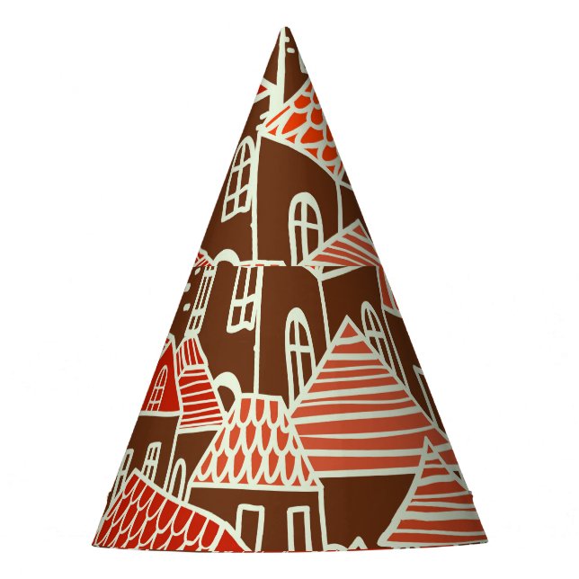 Vintage City Gebäude Nahtloses Muster Partyhütchen (Vorderseite)