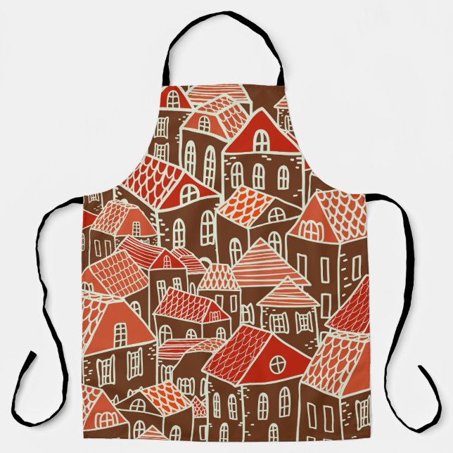 Vintage City Gebäude Nahtloses Muster Schürze (Vorderseite)