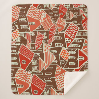 Vintage City Gebäude Nahtloses Muster Sherpadecke