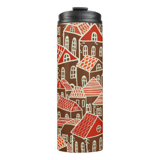 Vintage City Gebäude Nahtloses Muster Thermosbecher
