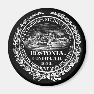 Vintage City of Boston Siegel, weiß Magnet